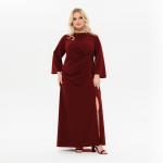 Платье вечернее с драпировкой, бордовое