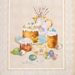 Дорожка на стол «Пасхальные куличи», 40?146 см, 100% хлопок, саржа 190 г/м?