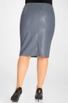 Юбка из экокожи синяя с поясом