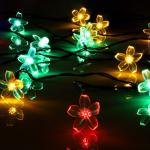 Гирлянда «Нить», 4.5 м, с насадками в виде ромашек, IP44, 30 LED, 2 режима, солнечная батарея, тёмная нить, свечение мульти