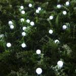 Гирлянда «Нить», 4.5 м, с насадками в виде шариков, IP44, 30 LED, 2 режима, солнечная батарея, тёмная нить, свечение белое