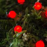 Гирлянда «Нить», 4.5 м, с насадками в виде шариков, IP44, 30 LED, 2 режима, солнечная батарея, тёмная нить, свечение красное