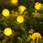 Гирлянда «Нить», 4.5 м, с насадками в виде шариков, IP44, 30 LED, 2 режима, солнечная батарея, тёмная нить, свечение жёлтое