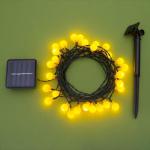 Гирлянда «Нить», 4.5 м, с насадками в виде шариков, IP44, 30 LED, 2 режима, солнечная батарея, тёмная нить, свечение жёлтое