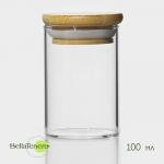Банка для сыпучих продуктов BellaTenero «Эко», 100 мл, 5?8 см, с бамбуковой крышкой, стекло, прозрачная