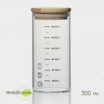 Банка для сыпучих продуктов BellaTenero «Эко», 300 мл, 6.7?13.7 см, с мерной шкалой, с бабмуковой крышкой, стекло, прозрачная