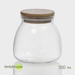 Банка для сыпучих продуктов BellaTenero «Бамбук», 500 мл, 9.5?10 см, с бамбуковой крышкой, стекло, прозрачная