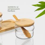 Банки для сыпучих продуктов BellaTenero «Эко. Грани», 295 мл, 10?13 см, набор 3 шт., на бамбуковой подставке, с ложками, стекло