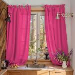 Комплект штор для кухни Этель Linen collection, 145?180 см - 2 шт., розовый, 100% лён 170 г/м?