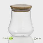 Банка для сыпучих продуктов BellaTenero «Эко», 500 мл, 10?11 см, с бамбуковой крышкой, стекло, прозрачная