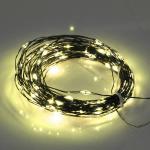 Гирлянда для улицы "Росинка" 10 м 100 ламп LED проволочн.пров. зелен., 8 реж.,IP-54, Теплый белый (солнечная батарея)