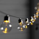 Гирлянда «Нить», 2.7 м, с насадками в виде ламп, IP44, 10 LED, 8 режимов, солнечная батарея, тёмная нить, свечение тёплое белое