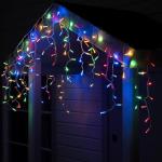 Гирлянда "Бахрома" 3 х 0.6 м , IP65, УМС, белая нить каучук, 108 LED, свечение мульти, 220 В