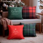 Набор декоративных новогодних наволочек "Этель" "Счастье" 40*40 см - 4 штуки, 100% п/э, велюр