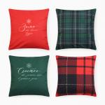 Набор декоративных новогодних наволочек "Этель" "Счастье" 40*40 см - 4 штуки, 100% п/э, велюр