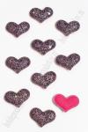 Патч 3D с блестками "Сердечко" 3,8*2,8 см (20 шт) SF-3162, черный/фукси