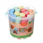 ИГРОЛЕНД Мелки для рисования на асфальте цветные в ведерке, 16 шт, мел, 9х9см