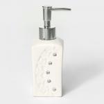 Аксессуары для ванной Доляна «Цветочный барельеф», 4 предмета, дозатор 270 мл, мыльница, 2 стакана 210 мл, белые