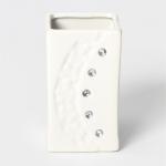 Аксессуары для ванной Доляна «Цветочный барельеф», 4 предмета, дозатор 270 мл, мыльница, 2 стакана 210 мл, белые