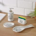 Аксессуары для кухни Доляна «Уют», 4 предмета, дозатор 300 мл, мыльница, подставка для губки, подставка для ложки, белые
