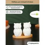 Набор фарфоровый для специй на бамбуковой подставке BellaTenero «Совы», 2 предмета: солонка 75 мл, перечница, 75 мл, белый