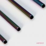 Трубочки для коктейлей Доляна Color, 21 см, с ёршиком, нержавеющая сталь, 4 шт.
