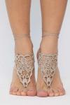 Барефуты Вязанные украшения на ноги (капучино) БФ04