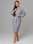 Женский укороченный вафельный халат с планкой серый В-11 (20)