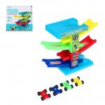 ИГРОЛЕНД Автотрек "Гонки", пластик, 4 машинки, 21,5х22х5 см