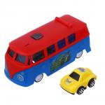 ИГРОЛЕНД Автобус запускалка с машинкой внутри, инерция, АБС, 12,4х5,3х5,2 см, 4 дизайна