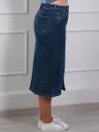 Джинсовая юбка прямая с разрезом спереди