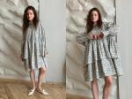 Платье  PUFF059/06/Серо-голубой, белый