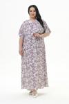 Платье длинное из фактурной вискозы, принт нежно-фиолетовый