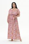 Платье из штапеля с воланом по горловине, принт "розы"