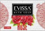 Мыло банное EVISSA, пвх пленка, 4*200 гр. Роза /12 Турция