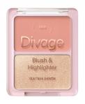 DIVAGE Палетка для лица Blush & Highlighter Duo Face Palette Тон 01