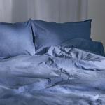 *Простыня на резинке SL Home "Деним" 140*200+30 см, цв.синий, 100% жатый хлопок
