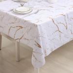 Клеёнка на стол Доляна «Мрамор», на тканевой основе, ширина 137 см, рулон 20 м, толщина 0.22 мм, бело-золотая