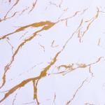 Клеёнка на стол Доляна «Мрамор», на тканевой основе, ширина 137 см, рулон 20 м, толщина 0.22 мм, бело-золотая