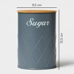 Банка для сахара Magistro Sugar Graphite, 9.5?13.5 см, с бамбуковой крышкой, серая