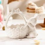 Конфетница Доляна «Зайка», 450 мл, 20?13?16.3 см, доломит, белая