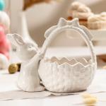 Конфетница Доляна «Зайка», 450 мл, 20?13?16.3 см, доломит, белая