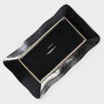 Блюдо сервировочное с соусником Magistro «Ночной дождь», 31?18.5?4 см, фарфор, чёрное