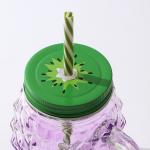 Банка с крышкой и трубочкой Доляна «Ананас», 500 мл, 12.5?9.5?13 см, стекло, МИКС