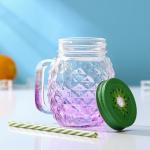 Банка с крышкой и трубочкой Доляна «Ананас», 500 мл, 12.5?9.5?13 см, стекло, МИКС