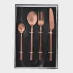 Набор столовых приборов Magistro «Оску стандарт», 4 предмета, нержавеющая сталь, цвет бронзовый