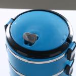 Ланч бокс Доляна «Доляна», 2 л, 14?26 см, сохраняет тепло 3 ч, нержавеющая сталь, синий