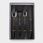 Набор столовых приборов Magistro «Эсквайр», 4 предмета, нержавеющая сталь, чёрный