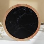 Блюдо с крышкой «Черный мрамор», 15 см, пластик