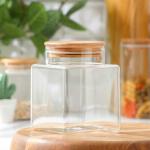 Банка для сыпучих продуктов Magistro «Эко», 800 мл, 9.5?13 см, с бамбуковой крышкой, стекло, прозрачная